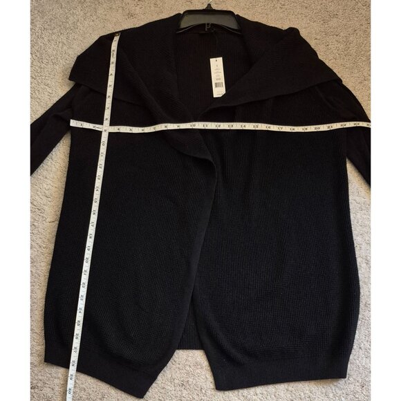 Theory Black Cotton/Cashmere Shawl Collar Long Sleeve Cardigan Size M NWT - Picture 5 of 7